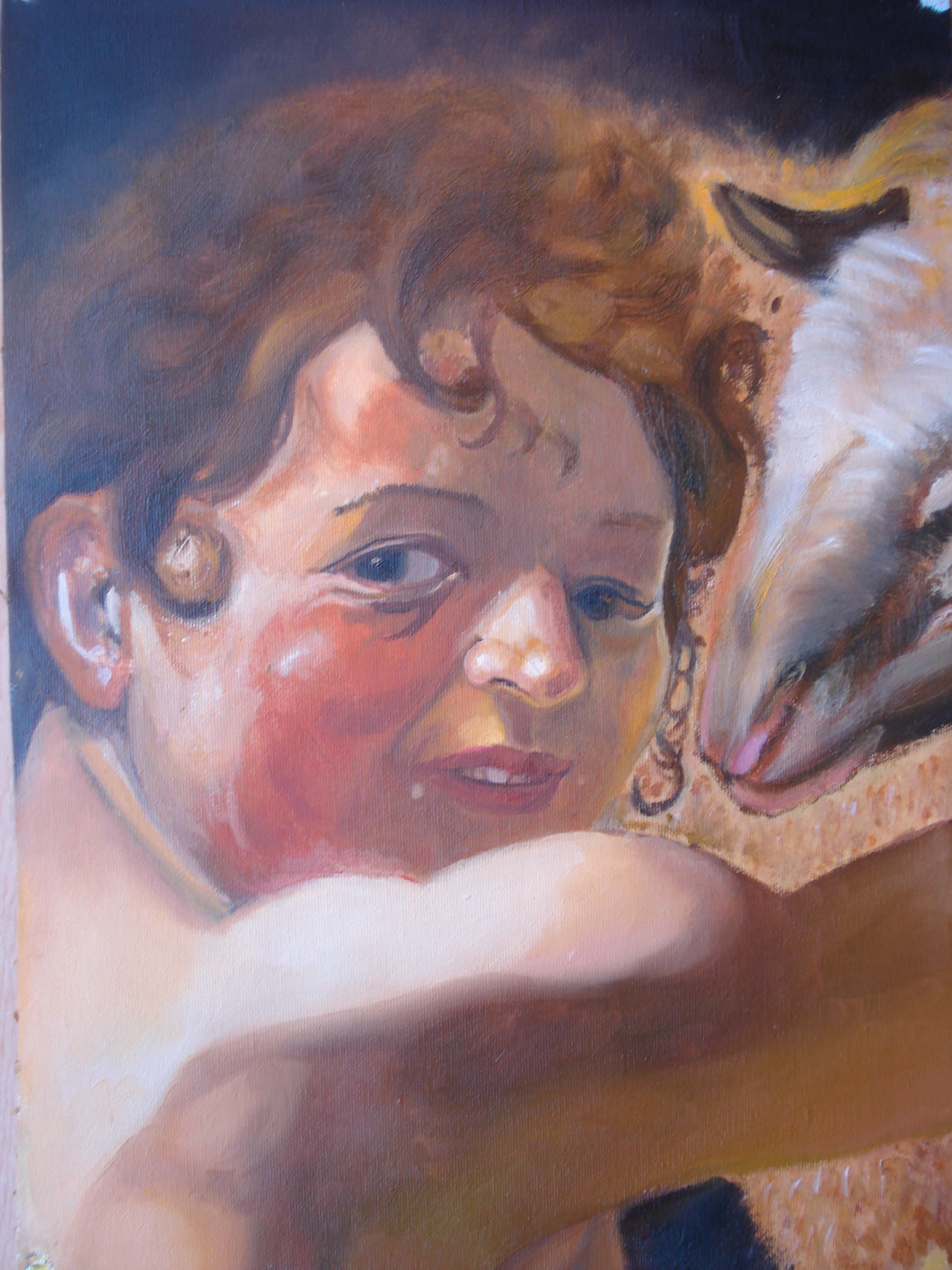 Replica of  Caravaggio's Child with Ram  OIL/PRINT