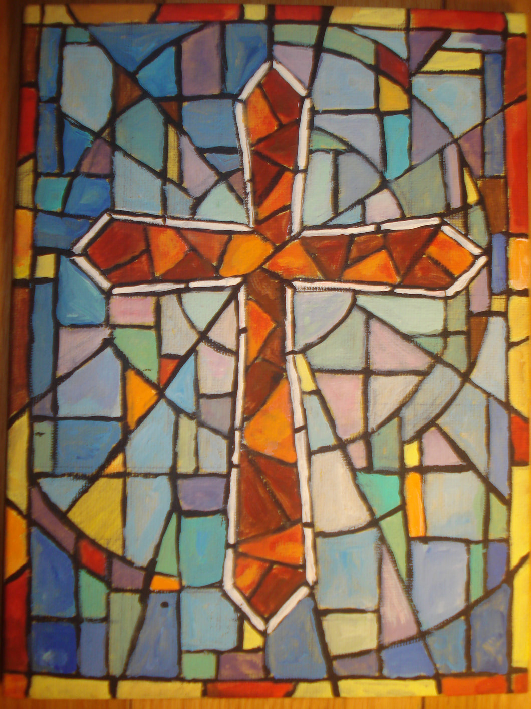 Cross Stain Glass Painting